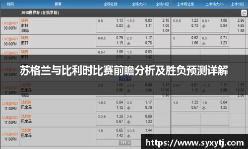 苏格兰与比利时比赛前瞻分析及胜负预测详解